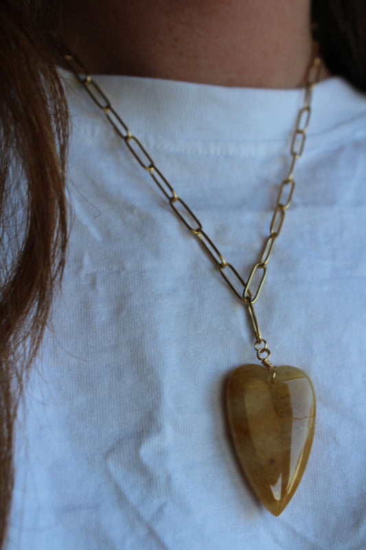 Natural Stone Heart - Ketting - Natuursteen - Stainless Steel