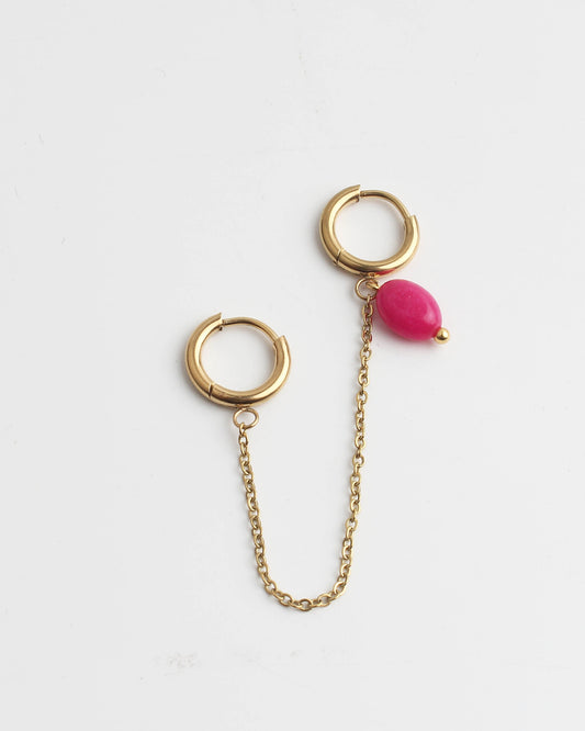 Natural stone - Double earring - Stainless Steel