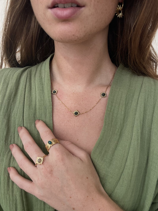 Louelle - Ring - Natuursteen - Stainless Steel - Verstelbaar