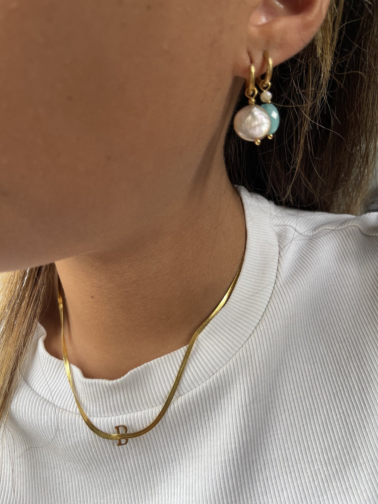 Stein & Perle - Ohrringe - Edelstahl - Naturstein