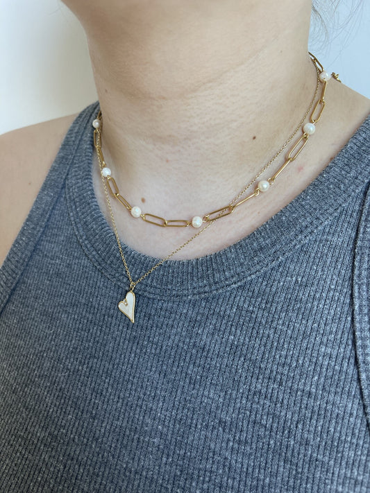 Pearly Chain  - Halskette - Edelstahl