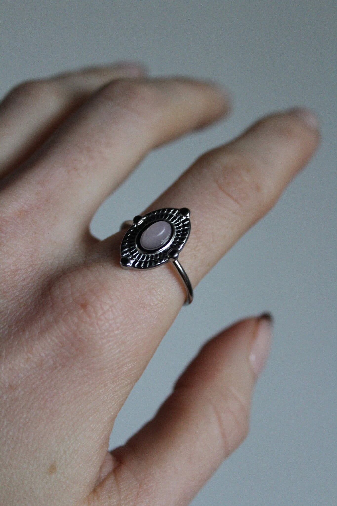 Livia - Ring - Natuursteen - Stainless Steel - Verstelbaar