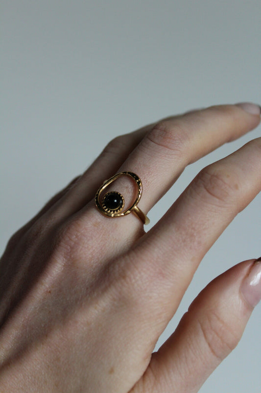 Lucia - Ring - Natuursteen - Stainless Steel - Verstelbaar