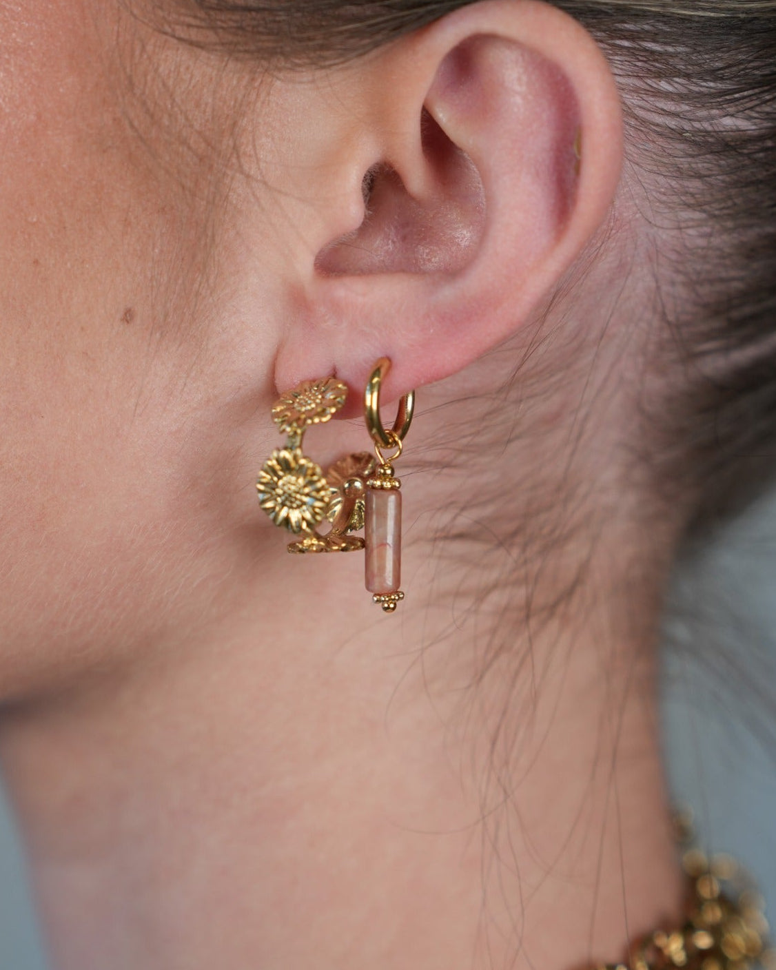 Olivia - Boucles d'oreilles - Pierre naturelle - Acier inoxydable