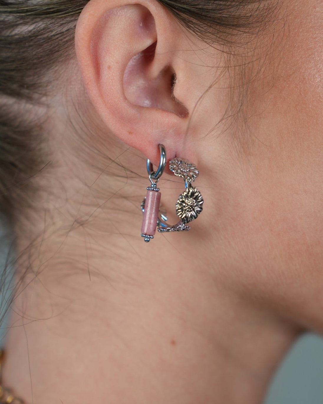 Olivia - Boucles d'oreilles - Pierre naturelle - Acier inoxydable