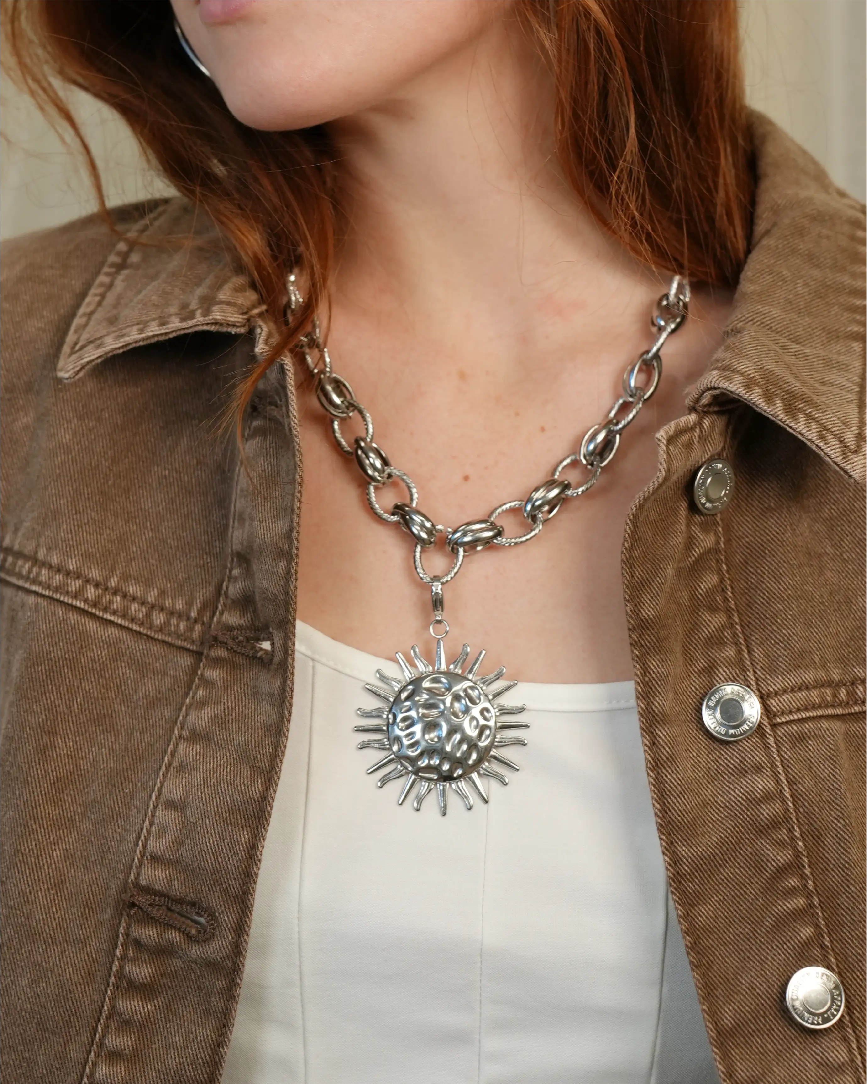 zilverkleurige statement schakelketting