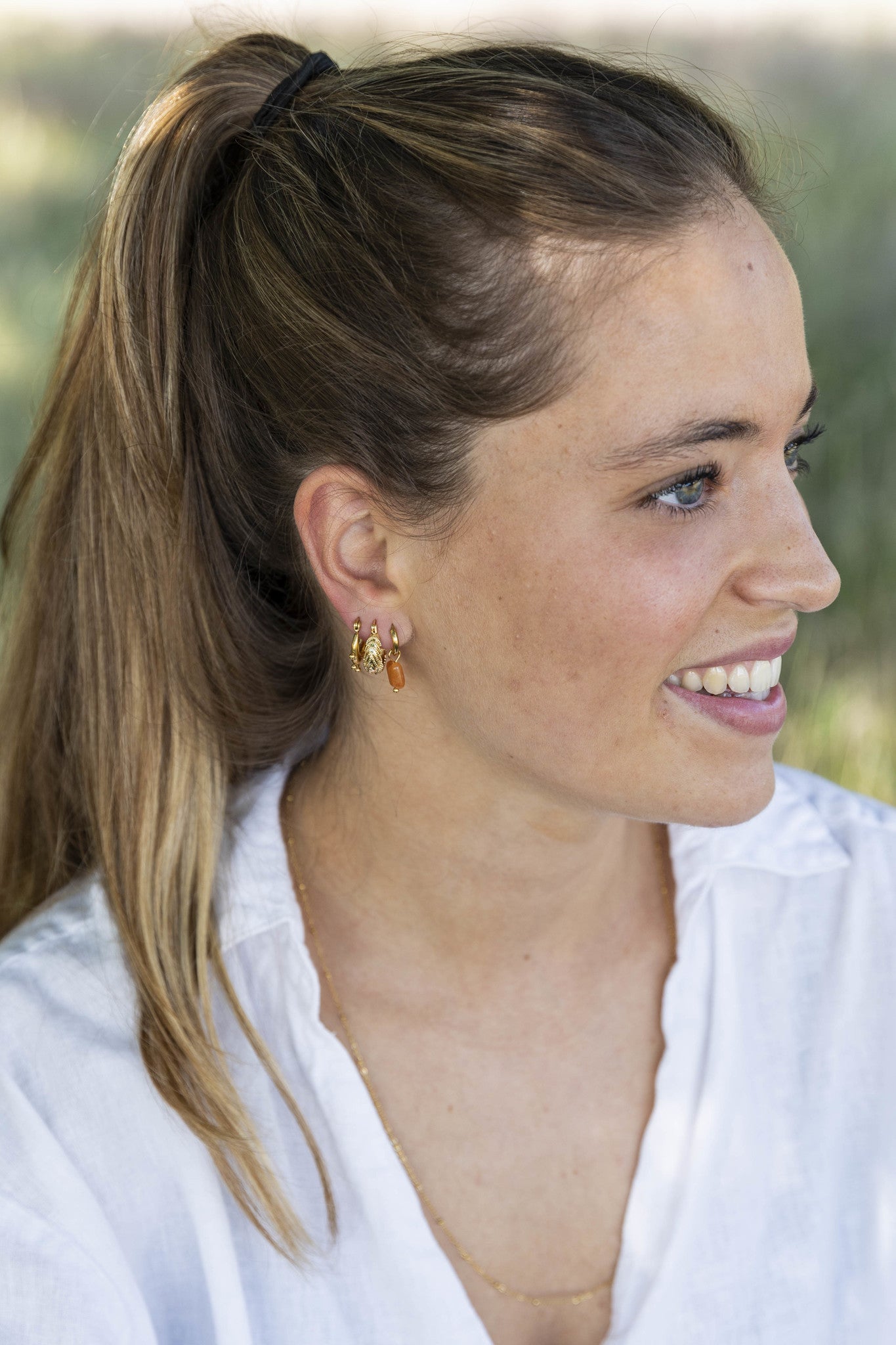 Pietra quadrata - Orecchini -  Pietra naturale - Acciaio inossidabile